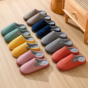 Cozy Plush-Lined Winter Slippers for Couples - Non-Slip, Thick Sole Indoor Shoes with Soft Fabric Lining