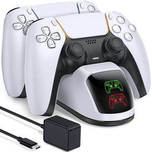 Stazione di ricarica per controller DualSense PS5 con supporto - Dock di ricarica USB veloce per controller PlayStation 5, resistente resina ABS, nessuna batteria inclusa