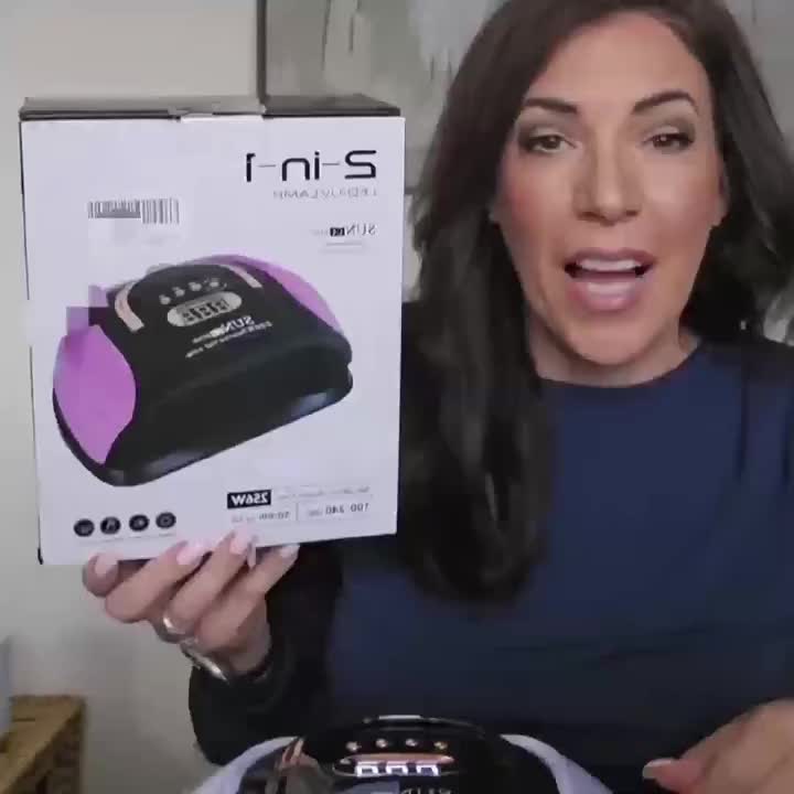 256W High-Power UV LED Nail Lamp with 4 Timer Settings, Automatic Sensor & Smart Display - Fast Gel Polish Curing, Purple & Black Design, Ergonomic Handle for Professional Manicures