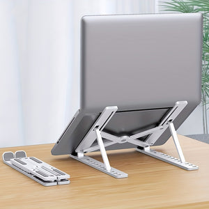 Soporte para portátil de una sola horquilla, plegable, elevador, base de enfriamiento, soporte portátil para tabletas, compatible con todas las notebooks, material ABS, diez niveles ajustables.