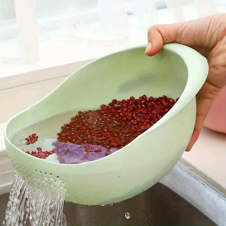 1pc, Plastic Rice Washing Bowl With Strainer - Efficiently Wash Small Grains And Kitchen Gadgets