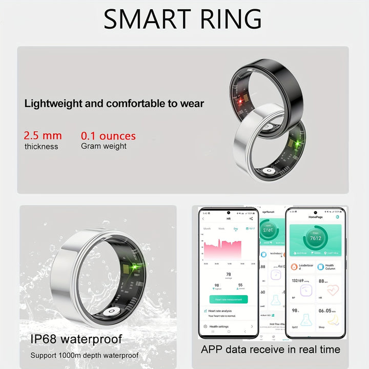 [Fitness Tracker] Anello Intelligente per Donne e Uomini | Tracker di Attività e Fitness con Passi, Distanza, Calorie, Monitoraggio del Sonno, Monitoraggio dell'Esercizio | per iPhone per Android | Calze di Natale e riempitivi di Natale