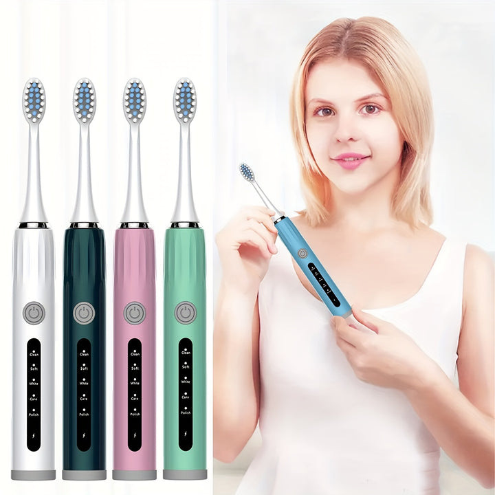 [Popular Choice] Adult Electric Toothbrush USB Charging Model with 8 Replacement Brush Heads, Five Colors to Choose from, High-looking, Fully Automatic, Super Soft Toothbrush Suitable for Sensitive Gums and Teeth