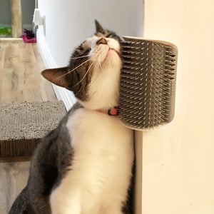 Aparador automático para gatos montado na parede com escova de pente de massagem - perfeito para cuidar e relaxar de gatinhos e cachorrinhos