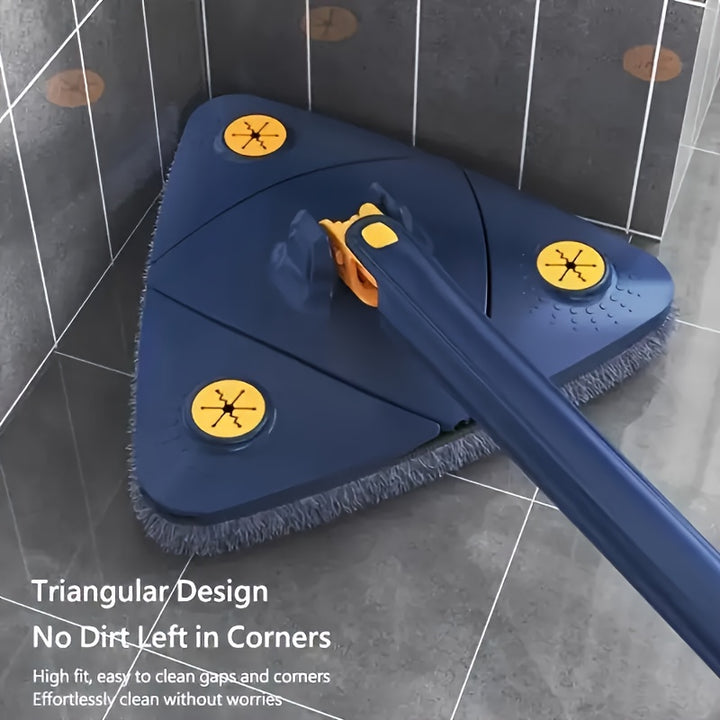 [360° Rotating Cleaning Mop] 1Set Triangle 360° Rotating Cleaning Mop - Hands-Free, Dual-Use, Stainless Steel/Plastic - Ideal for Kitchen, Bathroom, Living Room