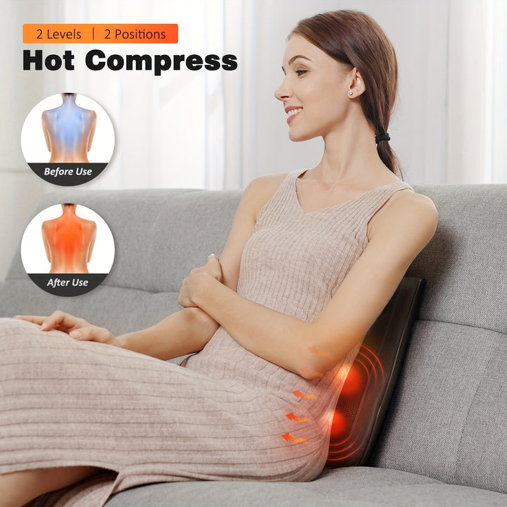 [Rechargeable Heated Back Massager] 1pc Rechargeable Heated Back Massager - 4 Adjustable Nodes, 3 Intensity Levels, USB-Powered - Ideal for Neck, Shoulder, Leg Massage at Home or Office - Perfect Gift