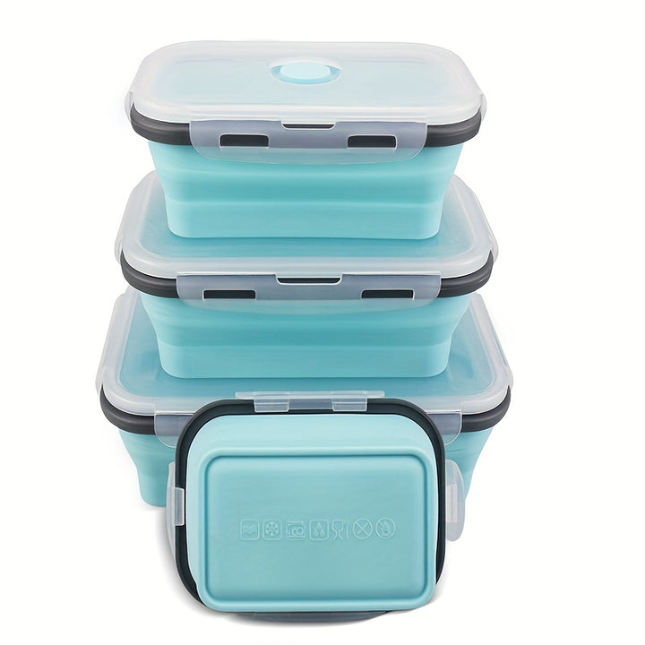 Microwaveable BPA Free Collapsible Silicone Food Storage Container - Stackable Space Saving | Freezer, Dishwasher Safe | Collapsible Leftover or Meal Prep Lunch Box Containers