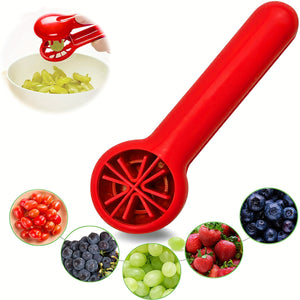 PANCERKA Portable Fruit Cutter - No Blade, Easy Grip Handle, Ergonomic Design for Safe Slicing, Dishwasher Safe, Ideal for Grapes, Cherries, Tomatoes, Strawberries, and Small Fruits, Fruit Slicing Tool | Ergonomic Handle | Du