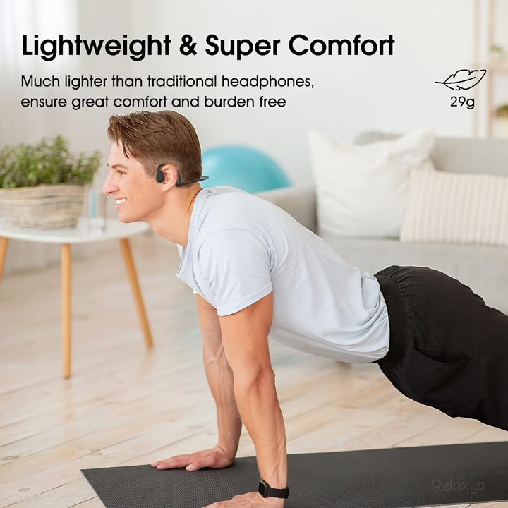 Up to 7 Hours Wireless Bone Conduction Headphones with ENC Microphone, Open Ear Air Conduction for Sports, Meeting, Driving, Expressman