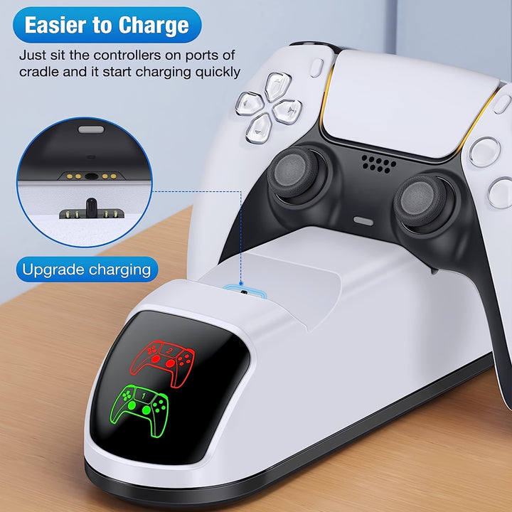 Stazione di ricarica per controller DualSense PS5 con supporto - Dock di ricarica USB veloce per controller PlayStation 5, resistente resina ABS, nessuna batteria inclusa