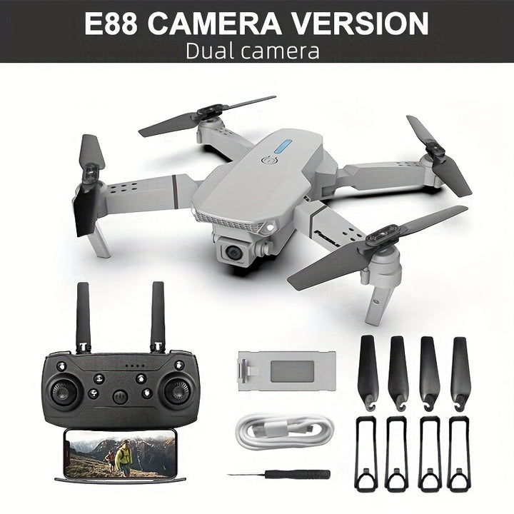 [Halloween] E88 Dual Camera Drone - Suitable for Beginners, Four-Axis Aircraft, Indoor and Outdoor Drones, Youngsters's Toy Drones, Perfect Gifts for Christmas, Halloween and Thanksgiving, Affordable Portable Aerial Photograp