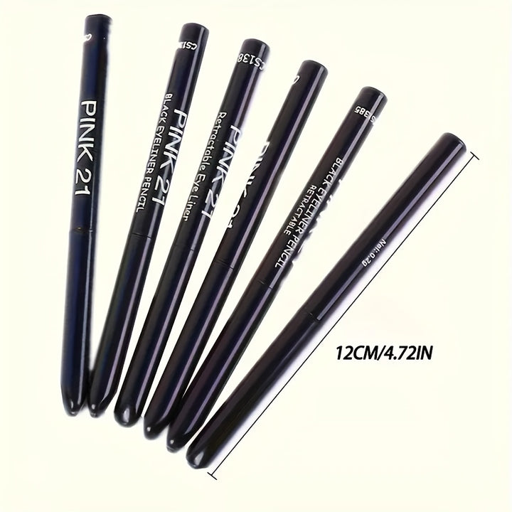 Long-Lasting, Smudge-Proof 5-Pack Black Waterproof & Sweat-Proof Eyeliner Pencil - Easy Glide Formula for Perfect Wings - Bold Eye Makeup