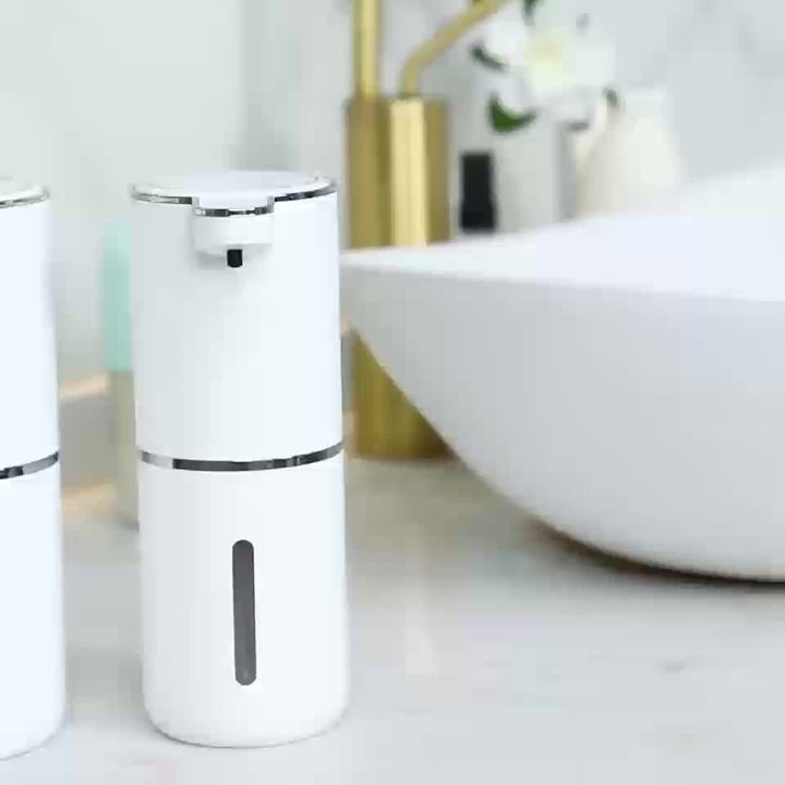 380mL Automatic Soap Dispenser with Touchless Sensor - Wall-Mounted, USB Rechargeable, Black Plastic Soap Dispenser for Bathroom, Kitchen, and Bathroom, Bathroom Soap Dispenser|Modern Soap Dispenser|Durable Plastic