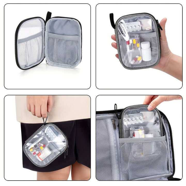 Portable Polyester Medicine Storage Bag Organizer, Empty Pill Bottle Pouch for Home, Office, School, Outdoor Travel - Durable & Compact