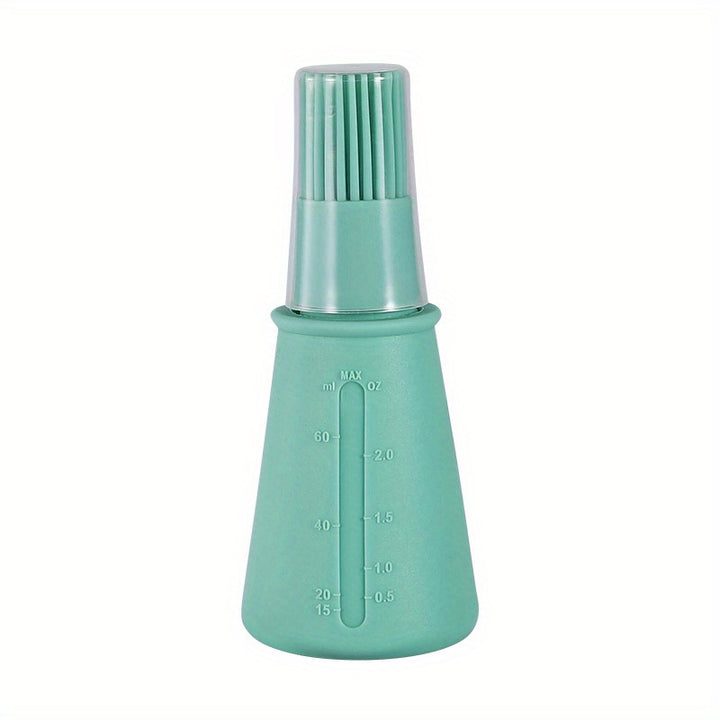 1pc Portable Silicone Oil Bottle With Brush Grill Oil Brushes Pastry Plastic Kitchen Oil Bottle Outdoor Baking BBQ Brush