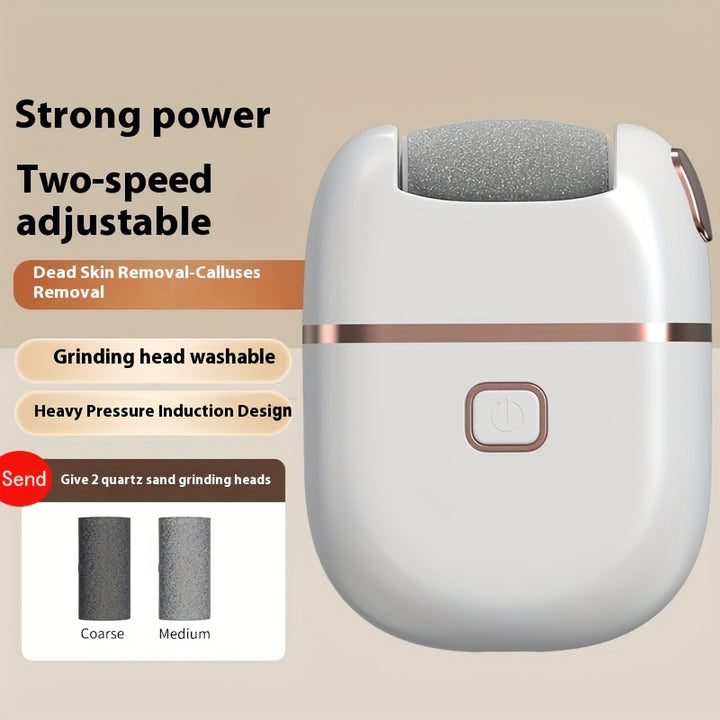 Rechargeable Electric Foot Grinder, Three Replaceable Grinding Heads, thickness Grinding Head for Thick Polishing, USB Rechargeable, Portable And Easy to Use, cracked and dry Light Beige care