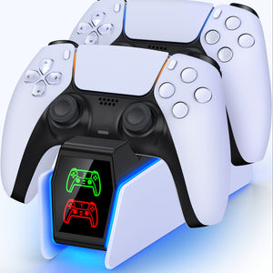 White Dual Fast Charging PS5 Accessories - Controller Charging Station For PS5 Controller