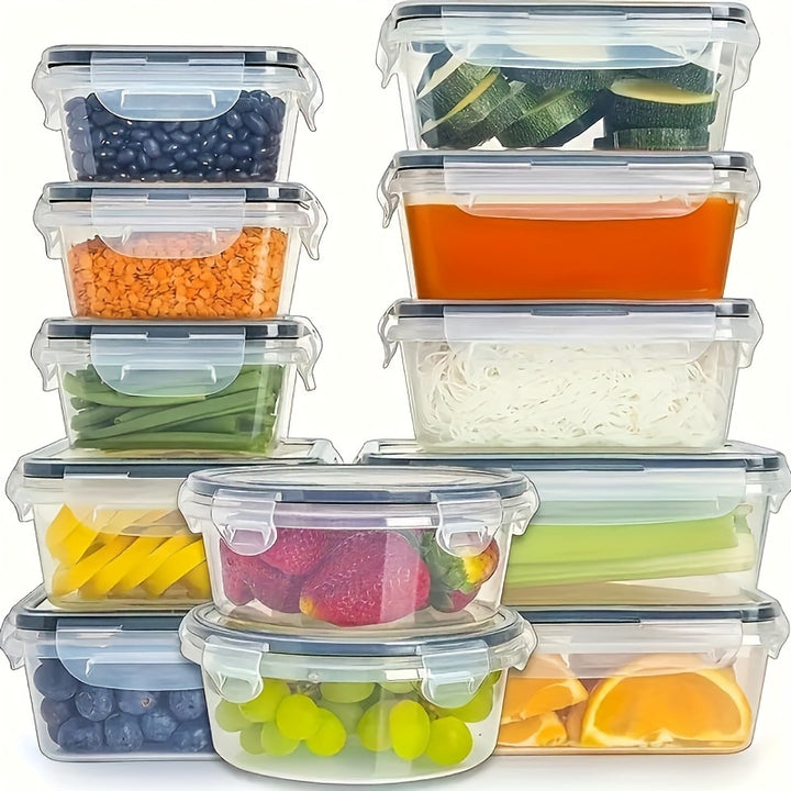 24-Pack BPA-Free Airtight Food Storage Container Set - Easy Snap Lock Lids, 12 Boxes And 12 Lids - For Picnics, Camping, Office, And School, Keep Your Food Fresh And Organized, Christmas Gift, Local Warehouse Delivery