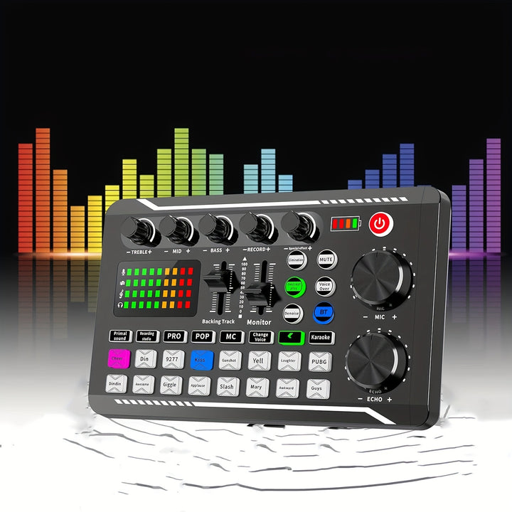 Live Sound Card Audio Mixer, With USB Charging, Volume Control, Battery Indicator, For Karaoke, Video Conferencing, Gaming, Streaming Eid Al-Adha Mubarak