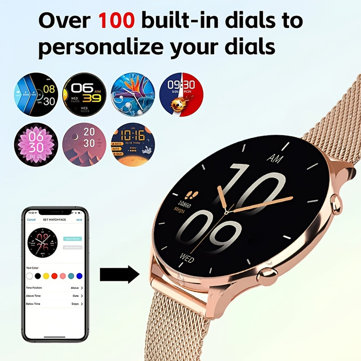 1 Stück LITTLE MEATBALL Smartwatch mit kabellosem Anruf & SMS, minimalistisches Design, 1,32" TFT-Bildschirm, 360x360 Auflösung, wasserfest, 19 Sportmodi, Musikplayer, Schlaftracker, Schrittzähler, magnetisches Laden, 260mAh wiederaufladbar