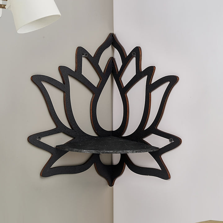 1pc Elegant Floating Wooden Lotus Shape Display Shelf - Adds Aesthetic Touch to Any Room with Ample Storage for Plants, Flowers, Toys, Scented Candles, and More - Perfect for Hallway, Bedroom, Home, Christmas Decor, Wall Deco