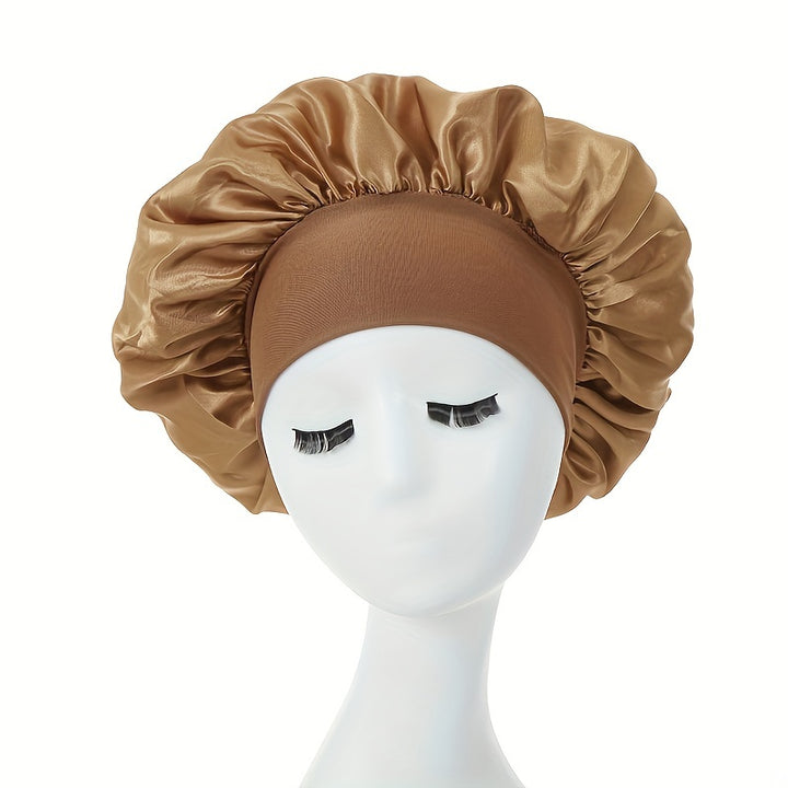 1 pieza de Bonete de Satén Sedoso para Cabello Rizado - Gorro de Noche de Banda Ancha para Niñas y Mujeres - Funda para el Cabello Suave y Cómoda para Dormir y Estilizar