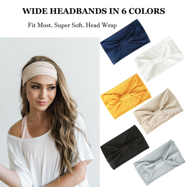 Wide Headbands For Women Non Slip Soft Elastic Hair Bands Yoga Running Sports Workout Gym Head Wraps, Knotted Cloth African Turbans Bandana