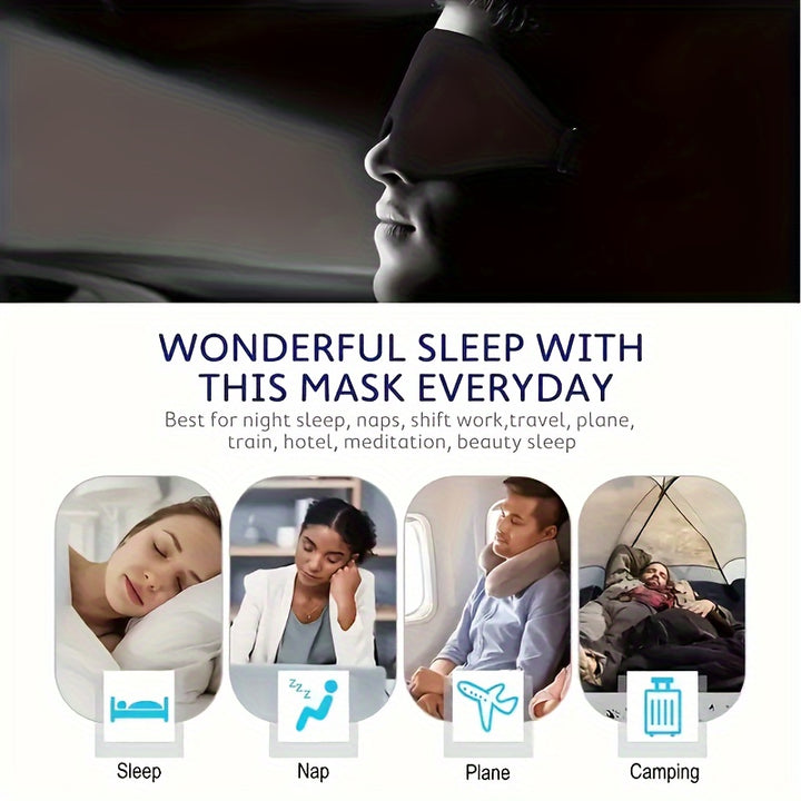 Ultra-Lightweight 3D Blackout Eye Mask for Deep Sleep - Perfect for Home, Travel & Camping