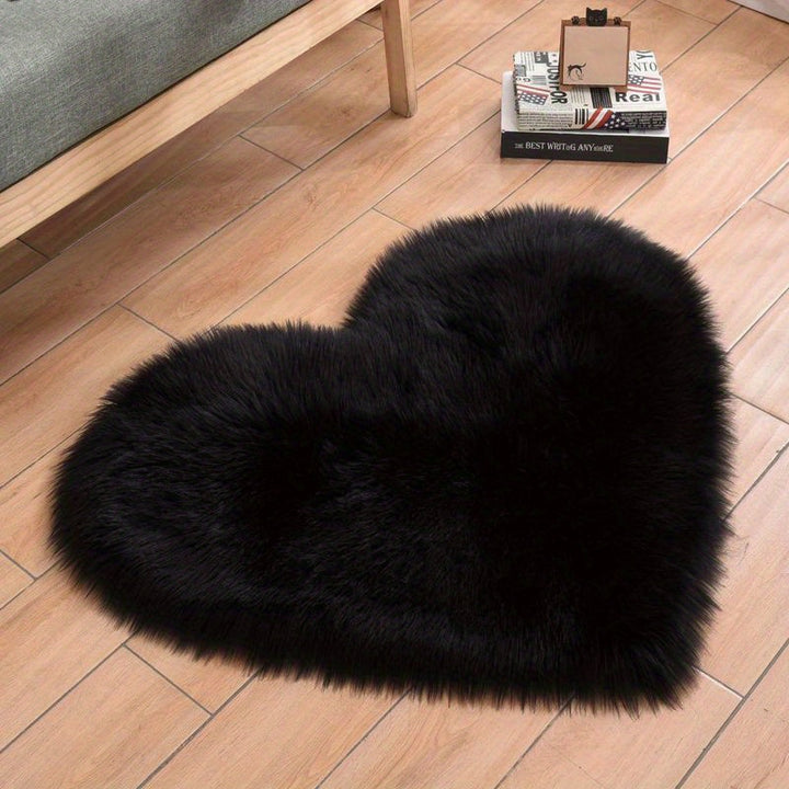 Heart Shaped Fluffy Shaggy Faux Fur Rug - 1pc Plush Carpet for Living Room Bedroom Sofa - 50*60cm/19.68*23.62in Area Mat