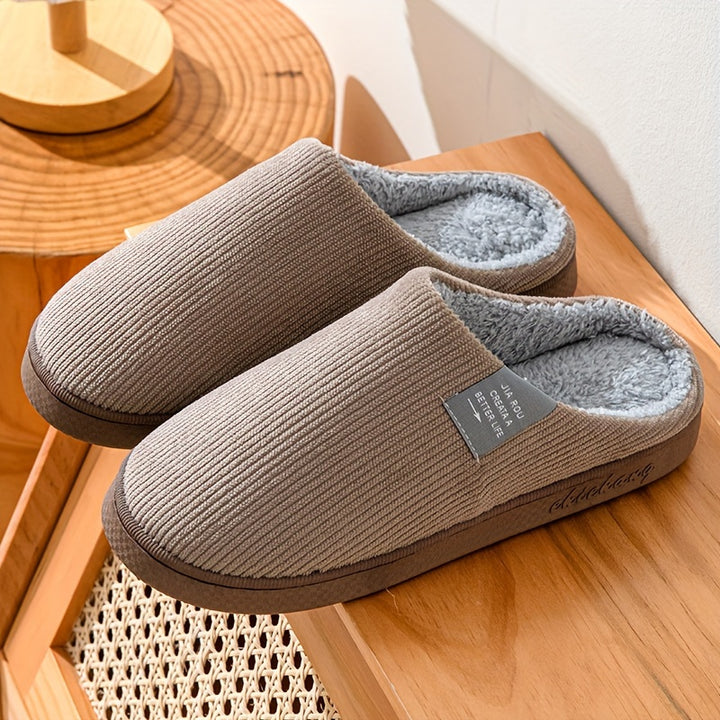 Cozy Plush-Lined Winter Slippers for Couples - Non-Slip, Thick Sole Indoor Shoes with Soft Fabric Lining