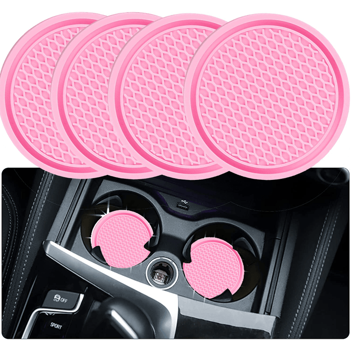 ZukMi Car Cup Coaster, Auto Car Cup Holder Insert Coasters Silicone Anti-Slip Drink Car Cup Mat, Universal Vehicle Interior Accessories 4pcs