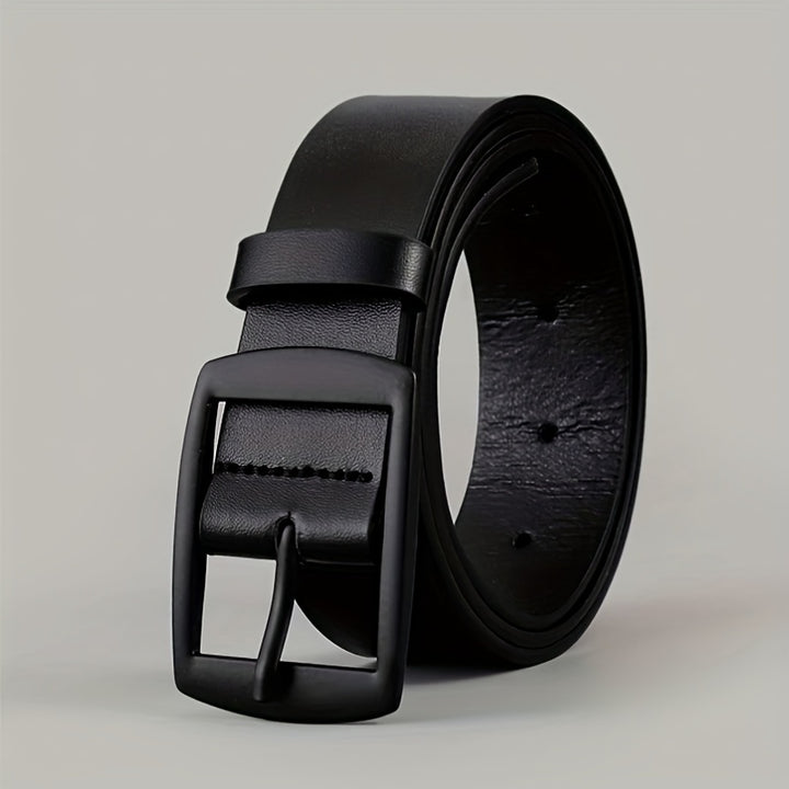 1pc Men's Fashionable PU Leather Belt, Simple And Retro Design Smooth Buckle Belt For Men Daily Life Christmas Gift