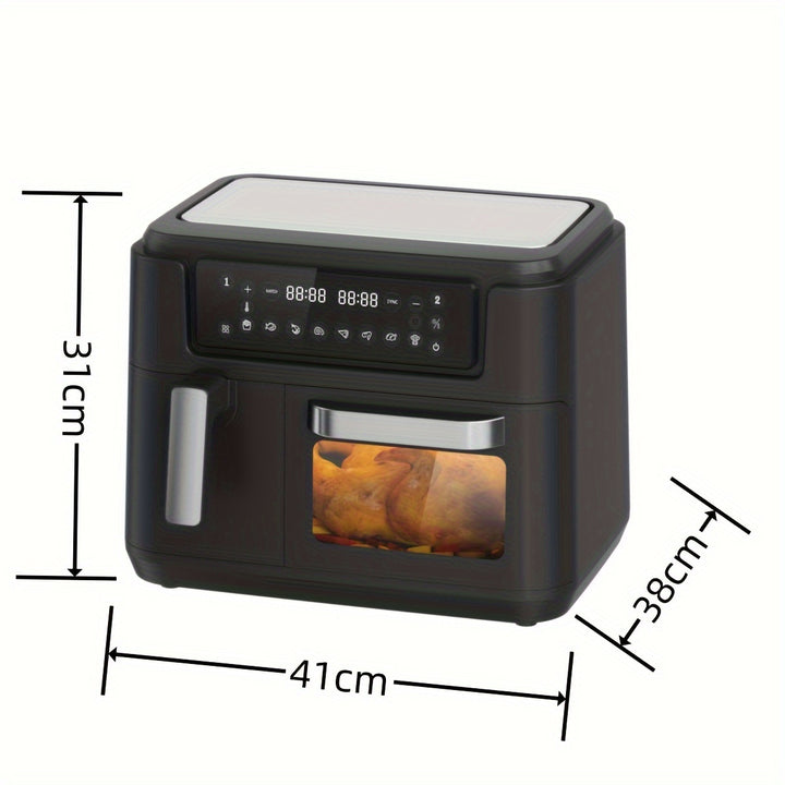 Friteuse à air intelligente à écran tactile double panier de grande capacité XL 3,5QT - Grills électriques avec fonction 2-en-1 de friteuse à air et four 8QT, friture saine, grillade, déshydratation, et plus, design pratique, rapide et gain de place.