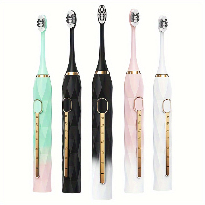 Acoustic Electric Toothbrush USB Rechargeable Couple Rechargeable Metal Shaft Adult Man And Woman Rechargeable Toothbrush Intelligent Timer 10 Replaceable Toothbrush Heads 5 Colors A Toothbrush Base A Portable Case
