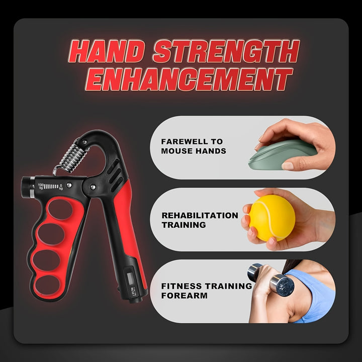 1pc Adjustable Forearm Grip Strength Trainer - Grip Strengtheners with Digital Counter for Five Fingers, 11-220 Ibs Resistance, Ergonomic Design for Hand Strengthening and Rehabilitation