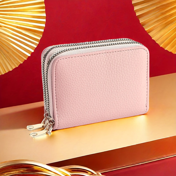 Stylish Womens Double Zipper Wallet - Compact Short Card Holder with Large Capacity, Practical Coin Purse for Everyday Use