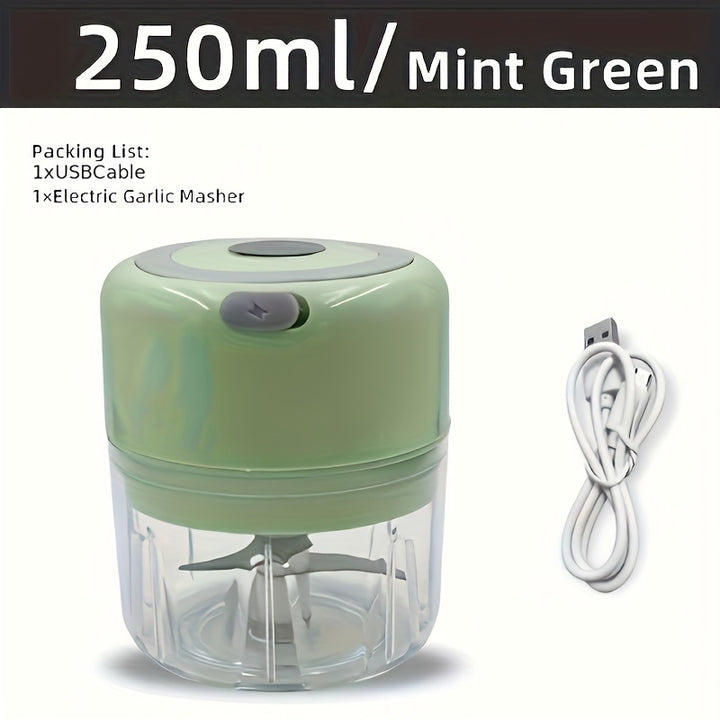1pc 250ml USB Rechargeable Mini Garlic Mincer - Automatic Kitchen Cooking Machine for Multi Scene Use with Various Colors