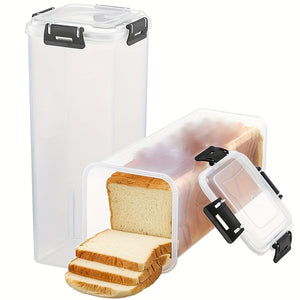 [Upgraded Snap-Lock Fresh Organizer] 1-Pack Plastic Bread Box - Flip Top Lid Rectangular Bread Storage Container - Freezer-Safe Reliable Sealing for Kitchen Freshness Preservation