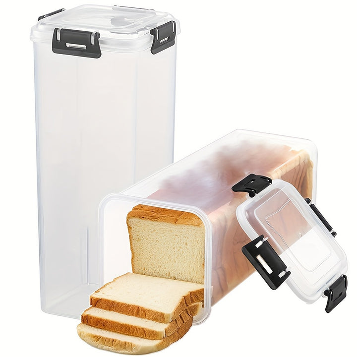 [Upgraded Snap-Lock Fresh Organizer] 1-Pack Plastic Bread Box - Flip Top Lid Rectangular Bread Storage Container - Freezer-Safe Reliable Sealing for Kitchen Freshness Preservation