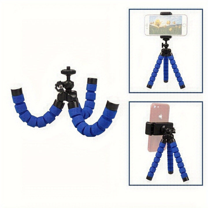 Flexible Octopus Tripod, Small Phone & Camera Holder with Sponge Grip, 360° Rotatable Mini Octopus Stand for Photography and Videography, Portable and Adjustable Bracket with Universal Clip