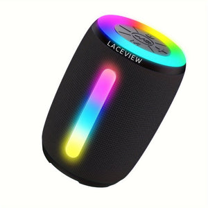 Altavoz Inalámbrico Portátil - Luces LED Vibrantes, Emparejamiento TWS, Llamadas y Radio FM, USB AUX, Ideal para Acampar y Fiestas