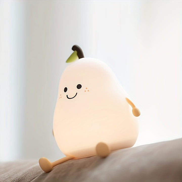 Charming Pear-Shaped LED Night Light with Touch Control - USB Rechargeable, Adjustable Brightness, Multiple Colors - Perfect for Bedroom Ambiance