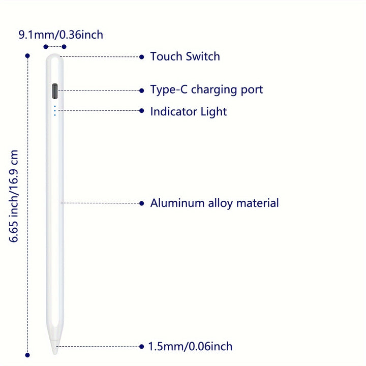 Penna Stilo per Touch Screen, Penna Stilo a Ricarica Veloce di 15 Minuti per Samsung/Tablet/Telefono, Android/iOS, Matita Stilo Universale Magnetica ad Alta Precisione per Tutti i Touch Screen Capacitivo (Bianco)