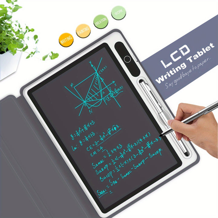 23.62cm LCD Writing Tablet With Leather Protective Case, Drawing Board Digital Handwriting Pad Doodle Board, Gifts For Students/Adults And Christmas, Writing Supplies For Family School Or Office Supplies