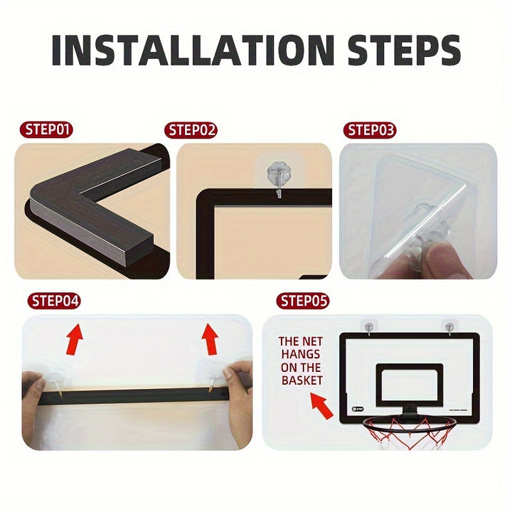 Indoor Punch-free Basketball Hoop, Foldable Wall Mounted Basketball Backboard, With Mini Basketball