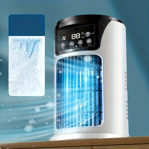 Portable 3-in-1 Air Conditioner, Humidifier & Fan - USB-Powered Cooler with Digital Display, Sleek White Design for Home & Office, Evaporative Cooling Technology, Compact & Lightweight, Portable Air Conditioner, Home Cooling