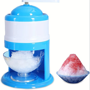 [Máquina de Hielo Portátil Sin Electricidad] Máquina de Nieve y Hielo Raspado Portátil - Manivela, Plástico ABS, Azul y Blanco, Ideal para Fiestas de Verano y Uso en Casa, No Se Necesita Electricidad