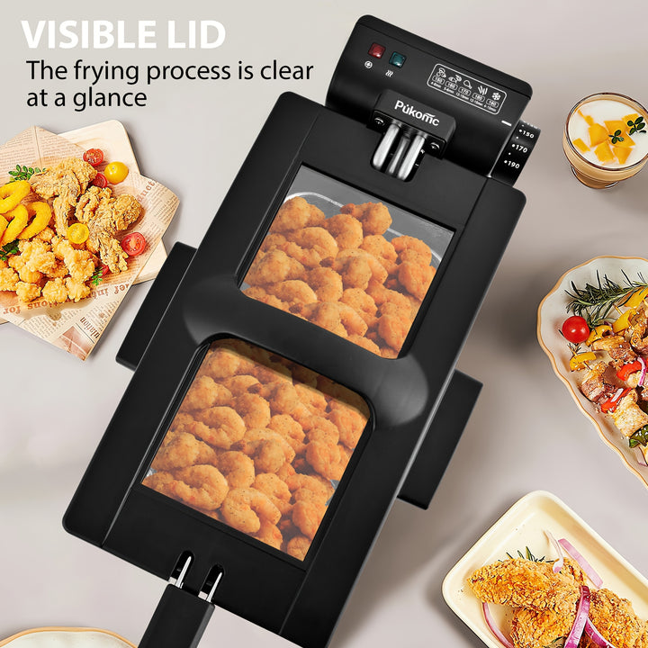 SUSTEAS 1500W Electric Deep Fryer with Temperature Control, Removable Lid & Non-Stick Basket - Easy-Clean 84.54oz Capacity for Home Use, Sleek Stainless Steel Design, Perfect for Frying Chicken, French Fries & More, Deep Frye