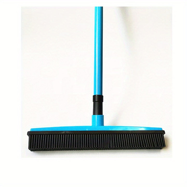 [Long Handle Pet Hair Remover] Pet Hair Remover Rubber Broom With Squeegee - Carpet Rake For Floor Cleaning - Long Handle Push Sweeper - Ideal For Collecting Pet Hair And Debris