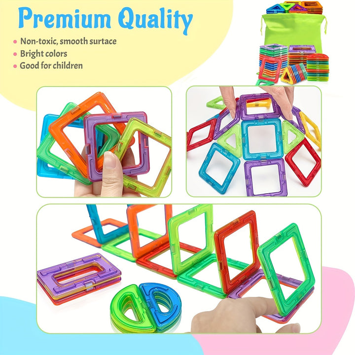 [STEM Construction] Magnetic Building Blocks | Large STEM Construction Toy Set | Assorted Colors | Educational | Birthday Gifts